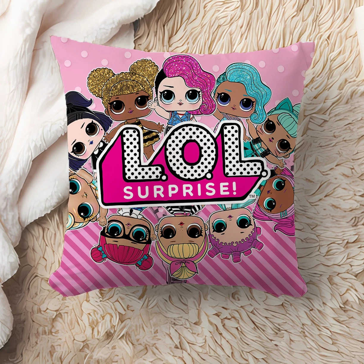 Л.О.Л. Наволочки Kawaii с принтом мультяшных персонажей, 45x45 см, чехол для подушки, украшение для гостиной, подарок на день рождения