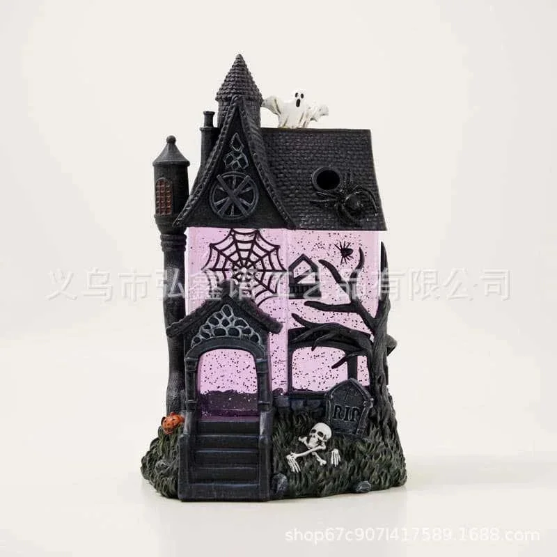 Glitter Halloween Haunted House Decor Resin Ghost Spider Skeleton Tabletop Ornament For Summerween Home Party Gift