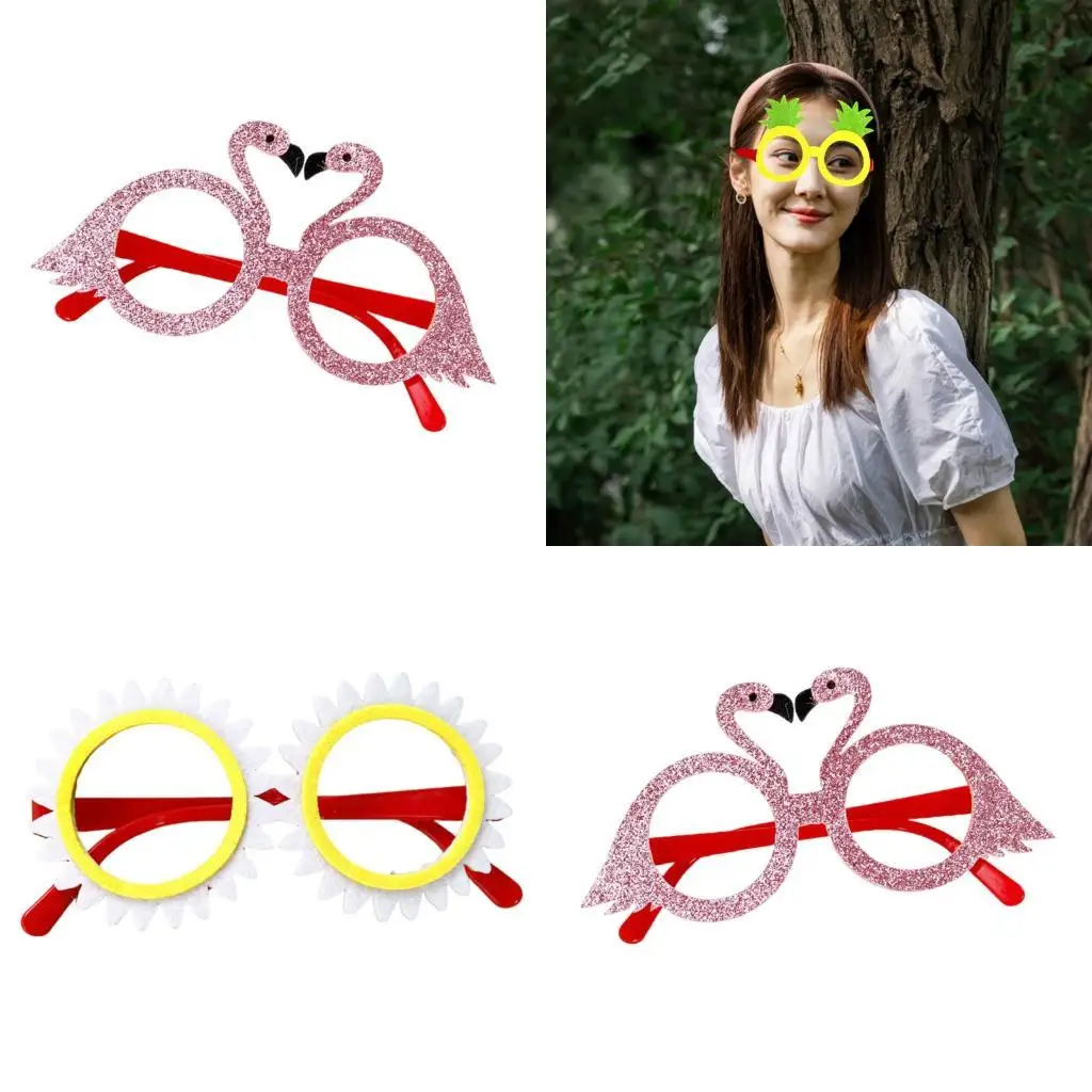 

652F Beach Event Glasses NoLens Design Reusable Theme Eyewear Funny Frame For Music Festival Vacation Photo Props