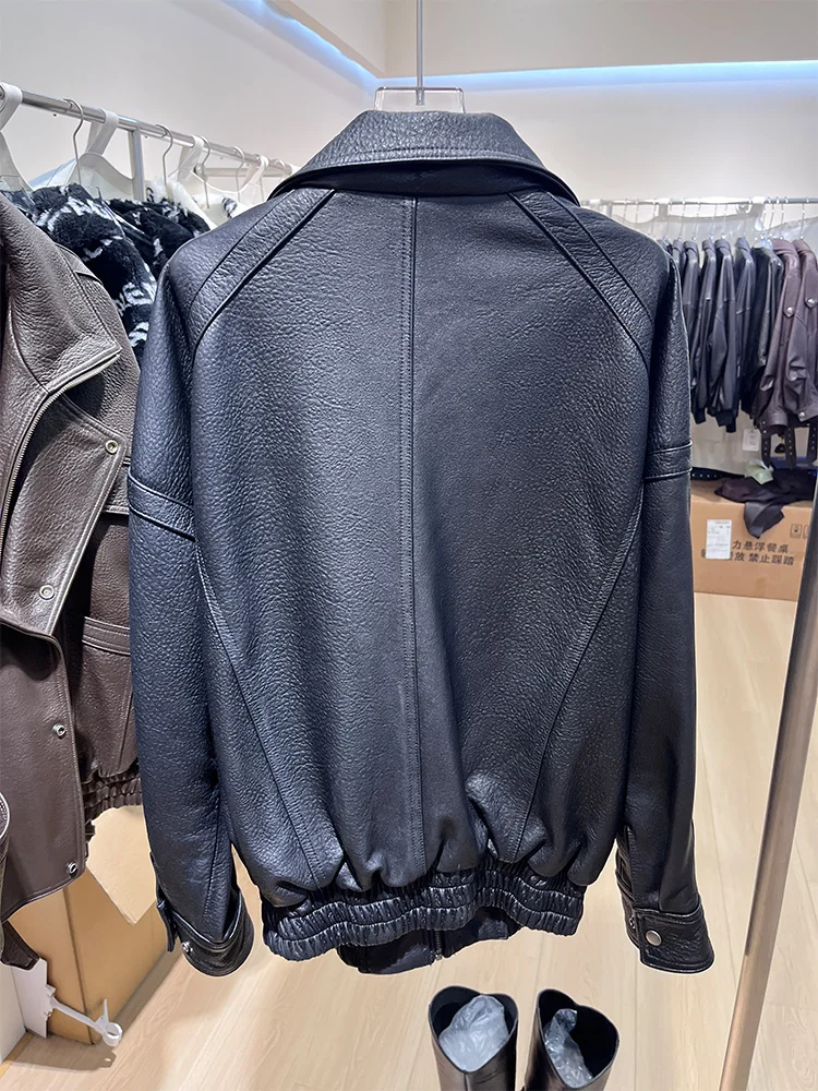 2025 New Fasion Giacca da donna in vera pelle di montone naturale Cappotto da donna in vera pelle di agnello streetwear Giacca da moto outwear