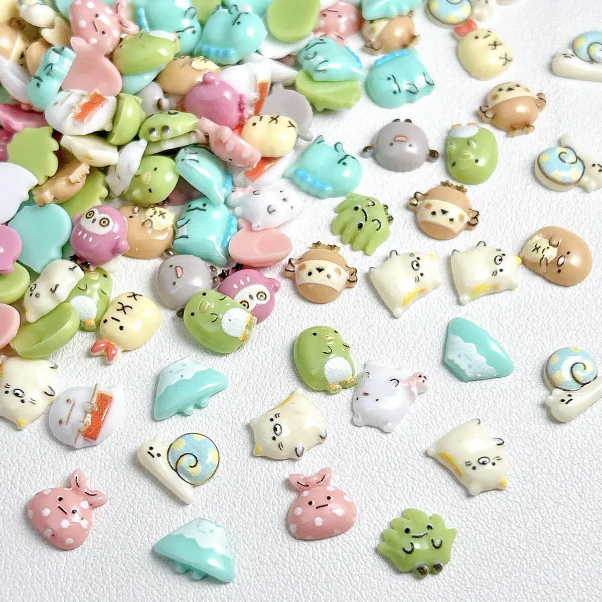 Zufällig gemischt 3D Harz niedliche Cartoon Tier Serie Nagel Charms Kawaii Eule Kaninchen Siegel Nail Art Dekorationen DIY Handwerk Zubehör