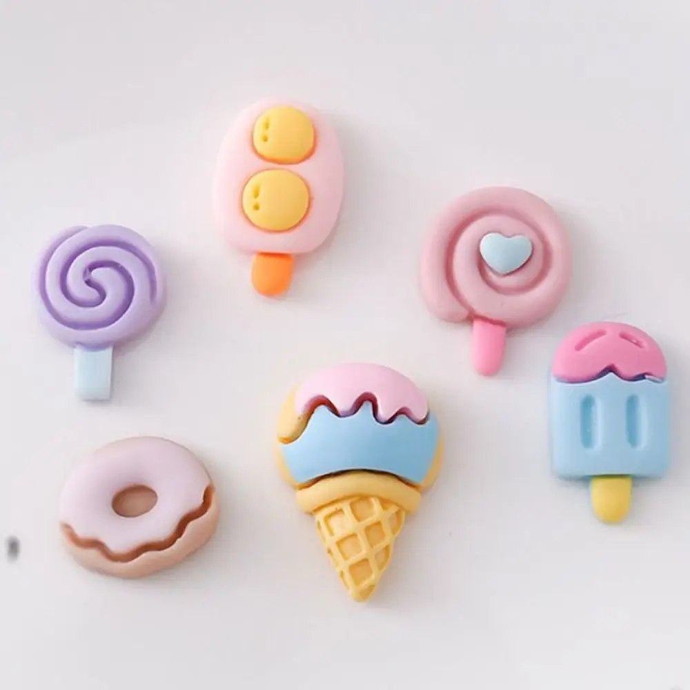 10PCS 3D Animal Animal Resin Flatback Ice cream Decorations Cartoon Flat Back Resin Embellishments Lollipop Kawaii Resin Charms