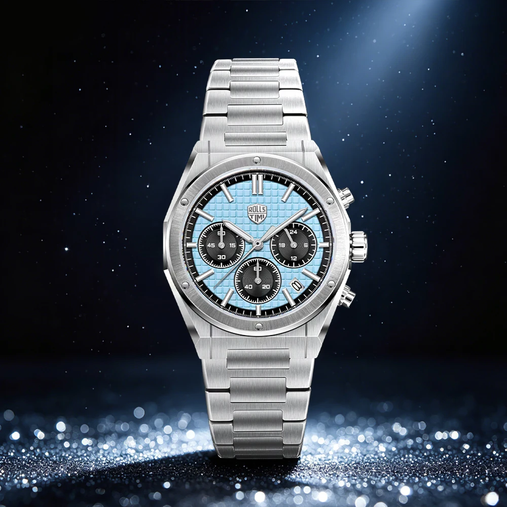 2026 RollsTimi Men's Watches Luxury Quartz Men's Watches Classic Sapphire VK63 Sports Chronograph Stainless Steel Calendar Reloj