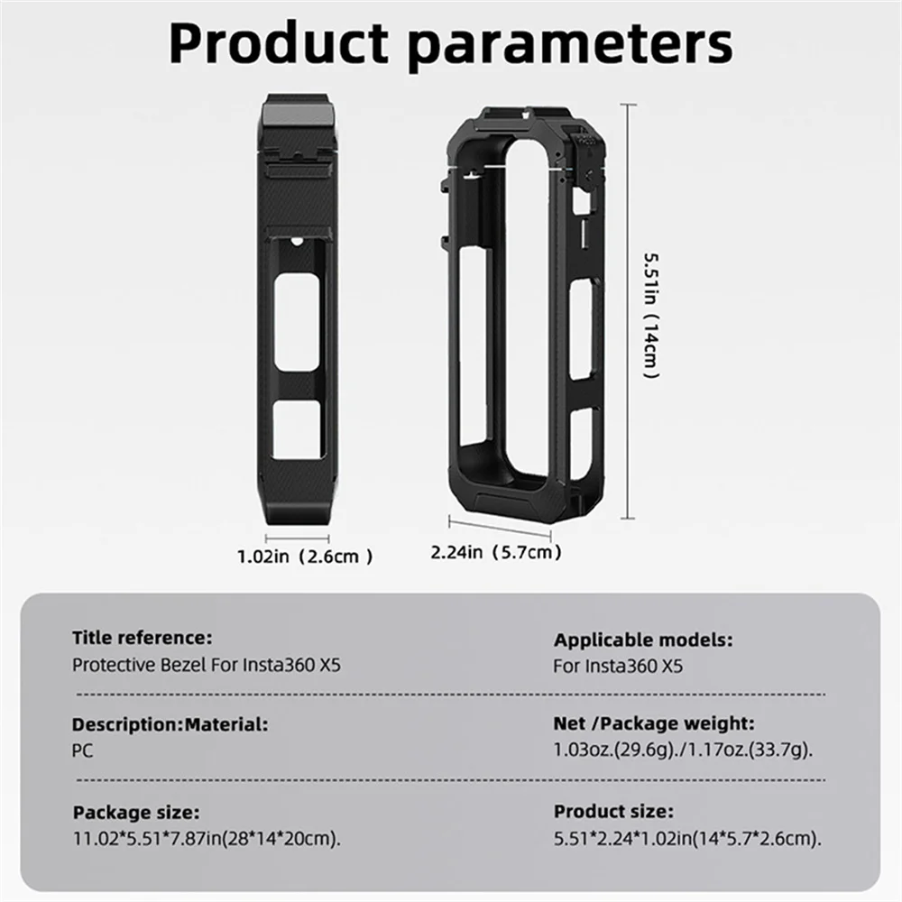 Shockproof Rabbit Cage Protective Frame for Insta360 X5 Camera Magnetic Quick-Release and Cold Shoe Mount
