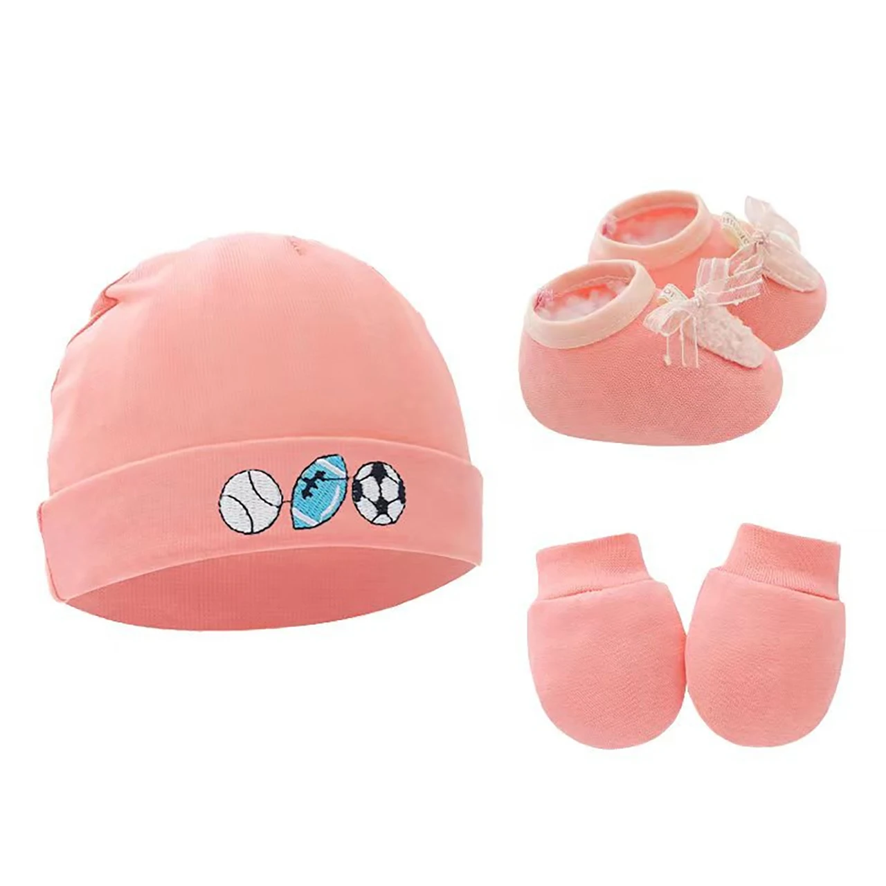 3pcs Baby Hat Gloves Shoes Set Gift Spring Autumn Newborn Knit Beanies Scratch Resistant Mittens Infant Indoor Soft-soled Shoes view 5