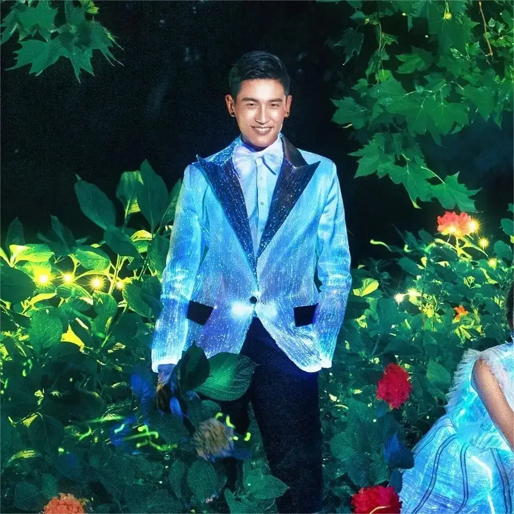 

Подходит для рождественского праздника, вечеринки, косплея, светодиодной блестящей куртки, оптоволоконной одежды