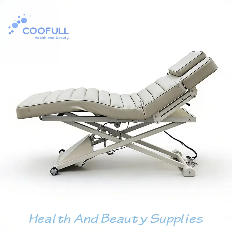 Coofull Beauty Modern Synthetic Leather Electric Massage Bed Lifting Function for Hotel Use Facial Eyelash Treatment Salon
