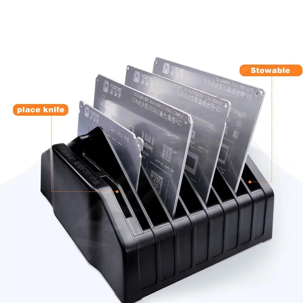 YCS Tin Planting Net BGA Stencil Plastic Storage Box For Collection Sorting of Steel Mesh Holder Phone Motherboard Repair Tools