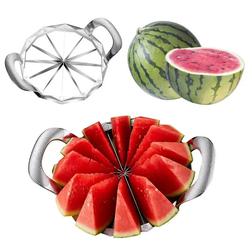 Stainless Steel Watermelon Cutter Creative Watermelon Cutter With Comfortable Handle For Pineapple Cantaloupe kitchen supplies