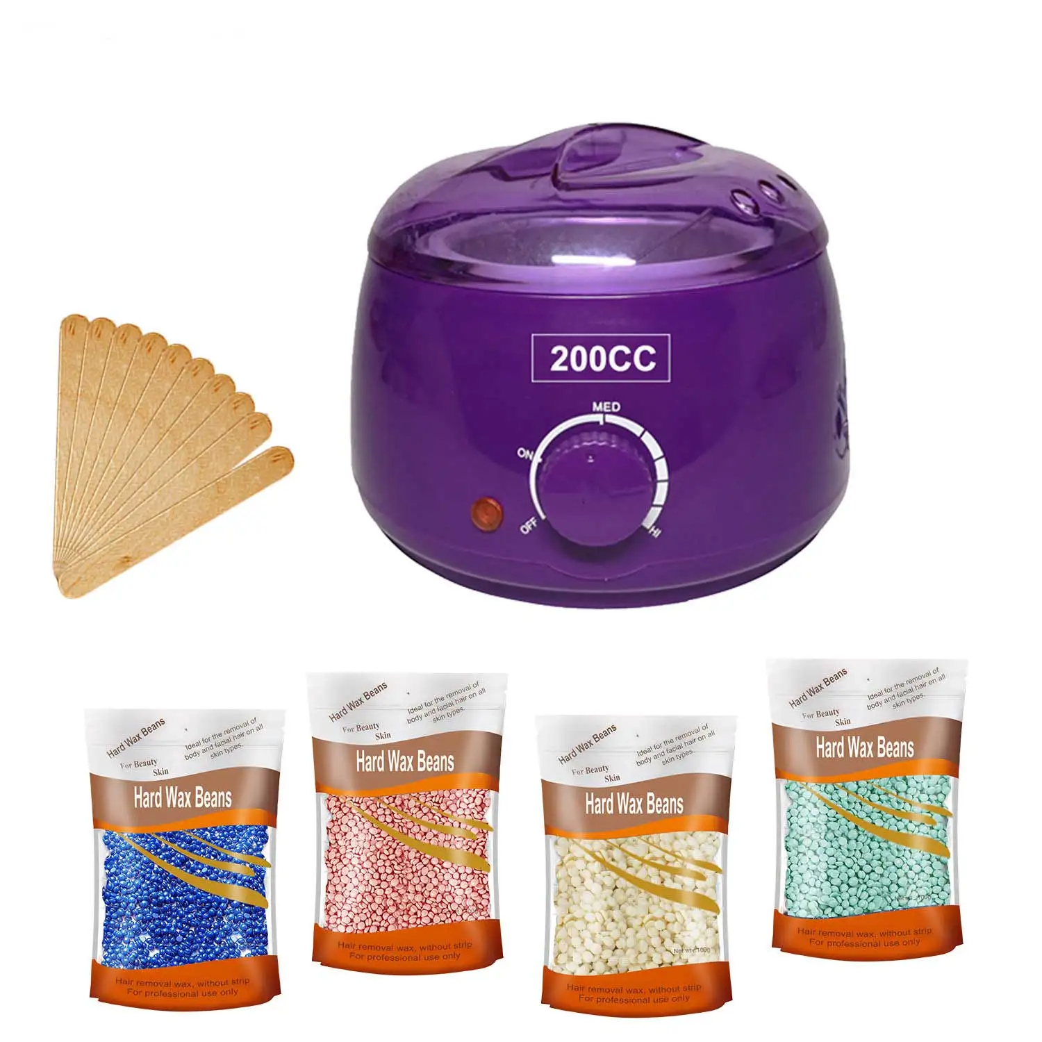 왁스 히터 워머 제모 기계, 200CC, 핸드 풋 바디 스파 제모기, 파라핀 왁스 포트, 왁스 콩 및 나무 스틱 포함