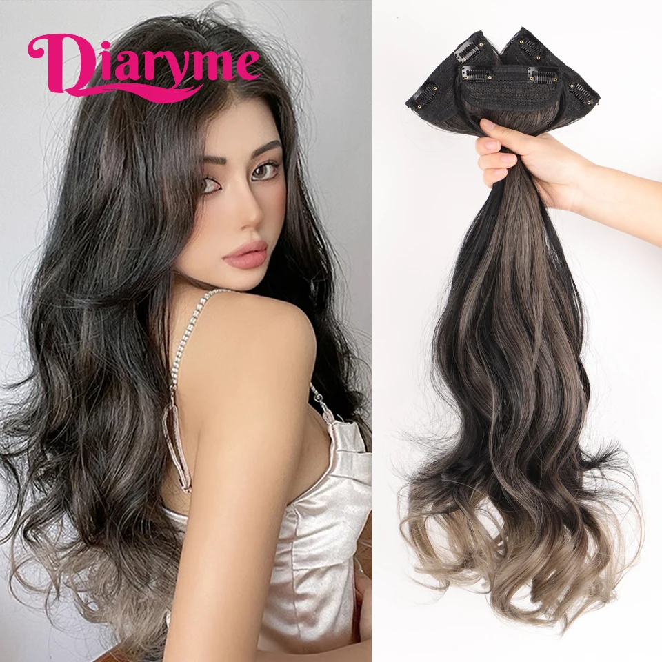 Highlight Clip In Hair Extensions Synthetic Long Curly Hair Extension Invisible Seamless Fluffy Hairpiece Increased Hair Volume