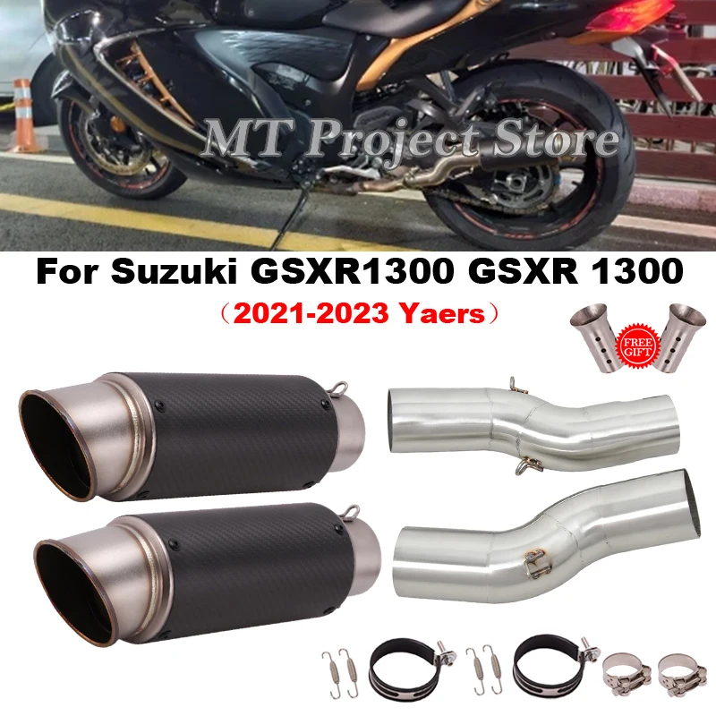 

Slip On For Suzuki Hayabusa GSXR1300 GSXR 1300 2021 - 2023 Motorcycle Exhaust Escape Modifide Double Muffler Moto Mid Link Pipe