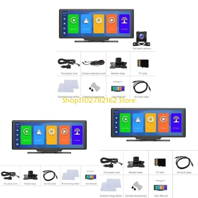 

547B Mirror Monitor Rearview Camera Wireless Carplay Multimedia DVR Recorder 9.3 inch