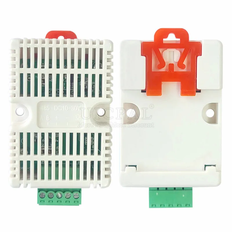 Temperature Humidity Sensor SHT30 Industrial Sensors Monitor Transmitter 5Pin 35MM DIN Tracks Output RS485 Modbus Protocol