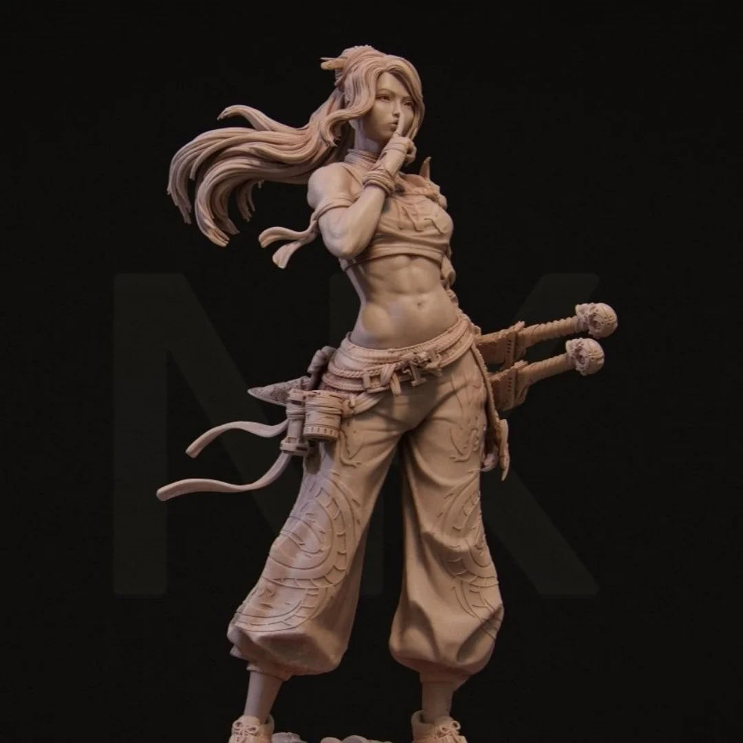 

1/24 Scale Resin Figure Assemble Model Kit Double sword female warrior Unassembled Unpainted 3D printing toy 1447