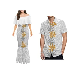 Best Selling Custom Mother's Day Gift White Sunday Design Polynesian Tribal Mermaid Dress Women Island Style Party Evening Dress