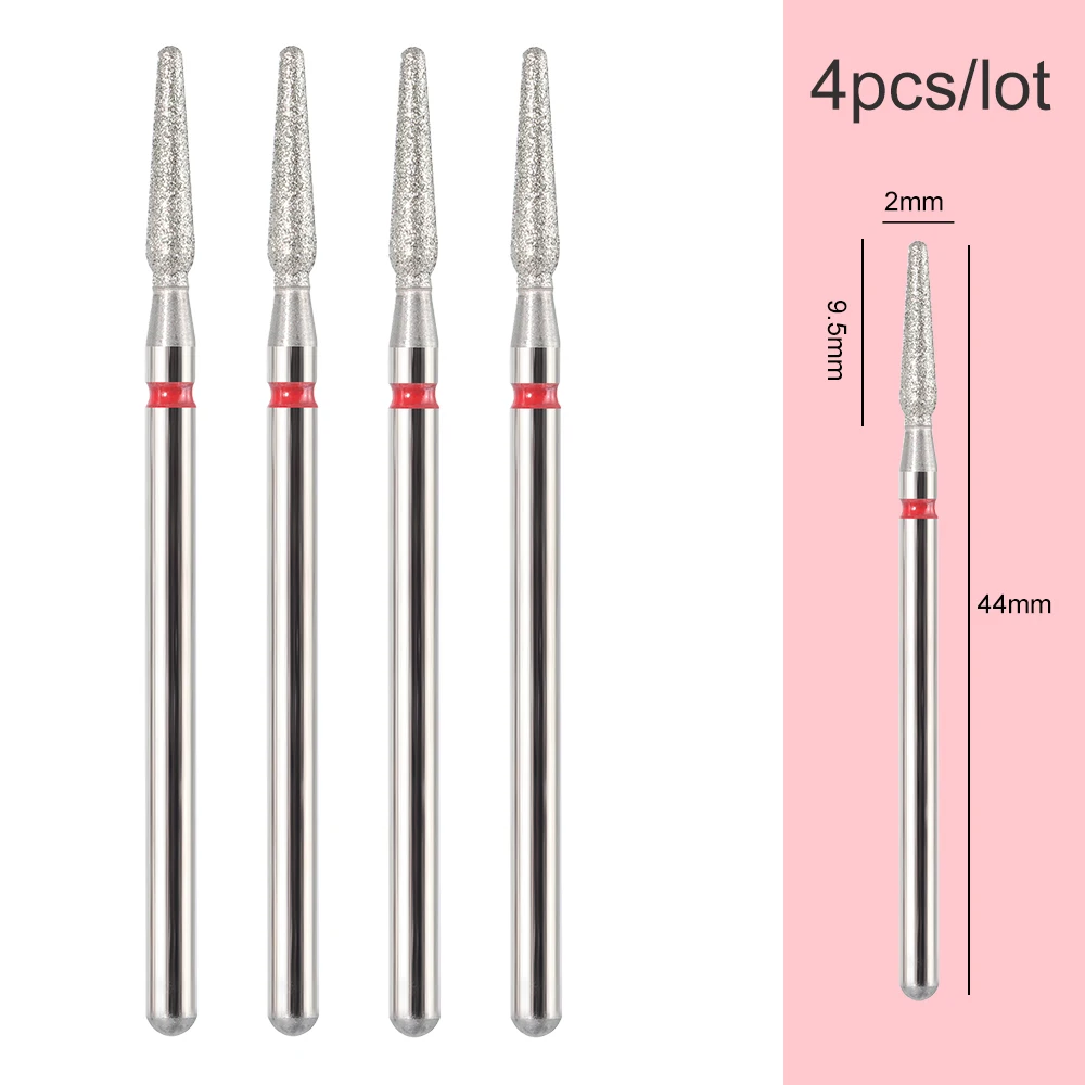 4pcs/lot Diamond Cutters for Manicure Russian Nail Drill Bits Cuticle Burr Milling Cutter for Pedicure Nails Accessories Tools