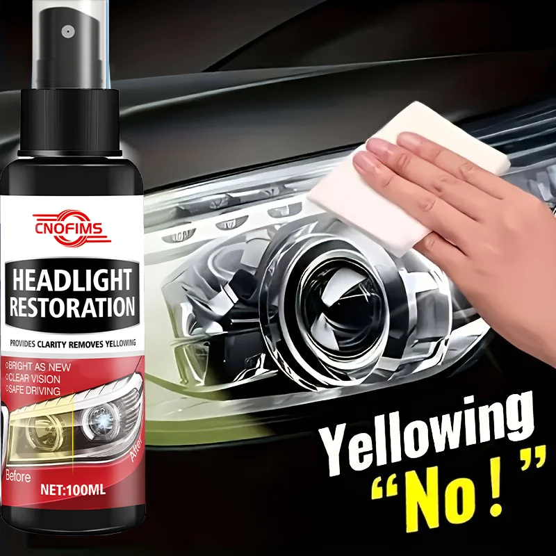 Car Headlight Repair Spray - Car Headlight Polishing Agent, Repairs Yellowing, Cloudiness, and Oxidation
