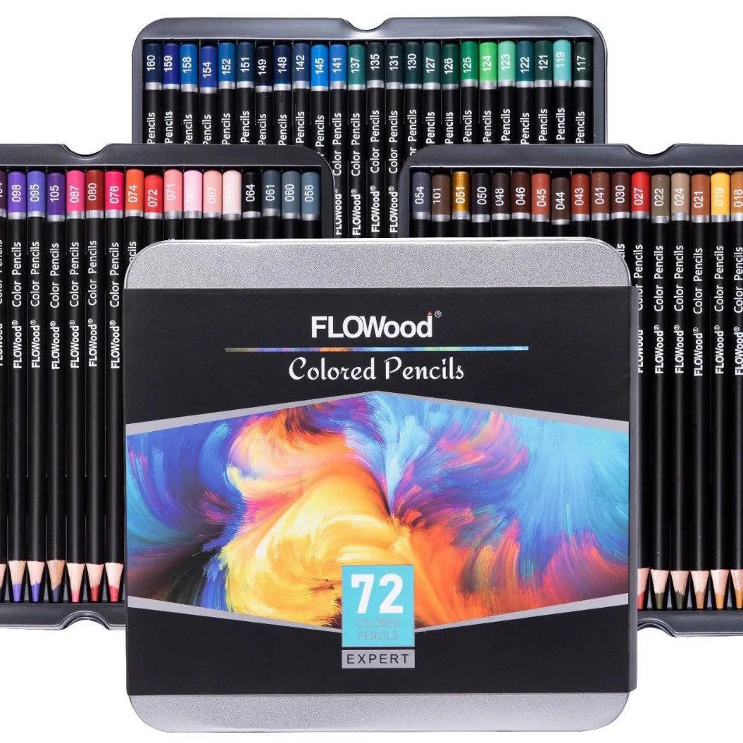 72 Color Oil Based Colored Pencils Set Wooden Barrel Art Supplies for Kids Students Coloring Books Drawing Sketching and Shading