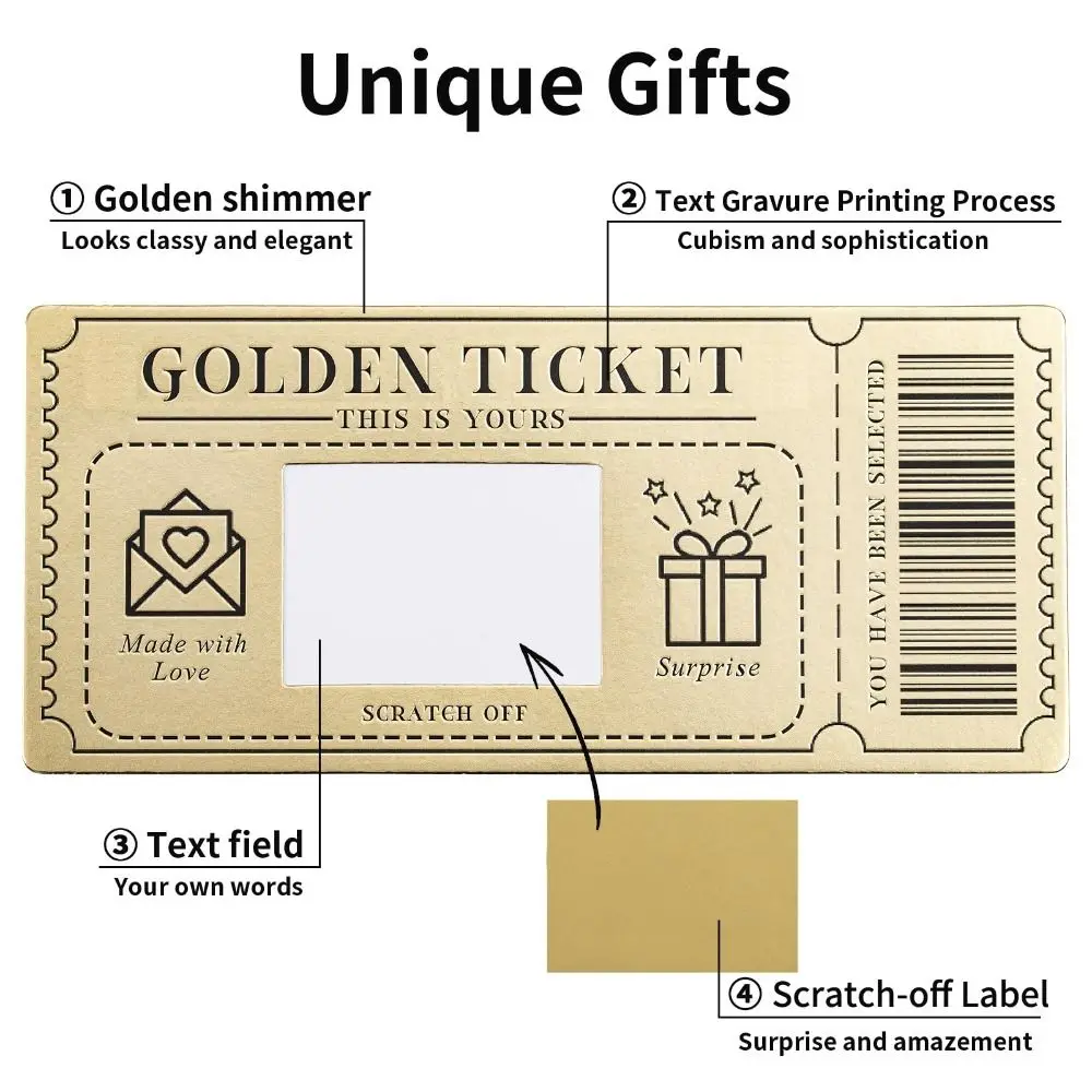 Scratch Off Ticket Golden Ticket Scratch-off Card Raffle Gift Surprise Concert Ticket with Envelope Party Favor Cinema Voucher view 4