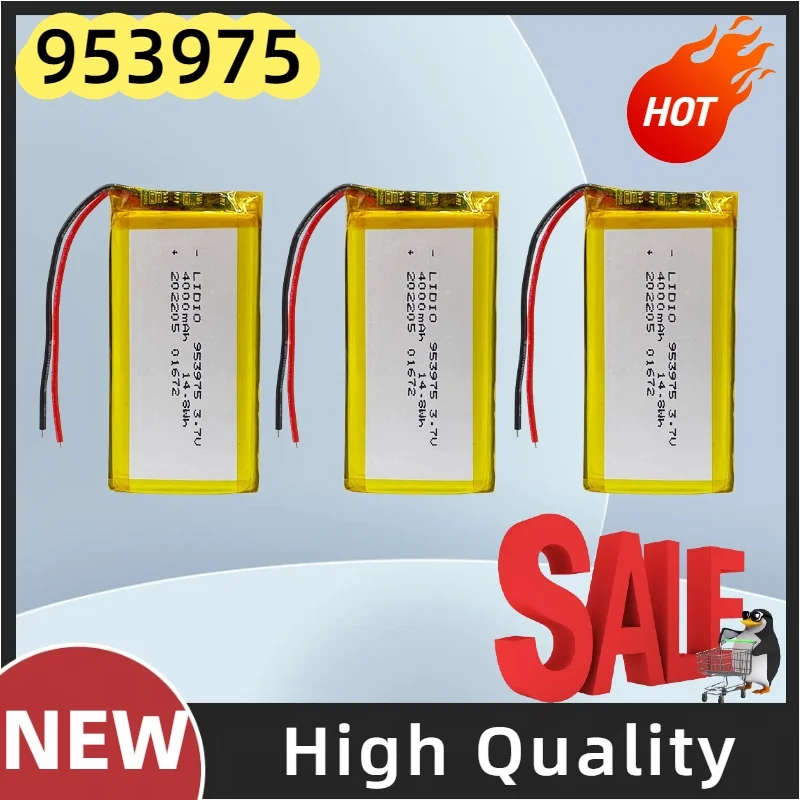 953975 Lithium-ion Battery 3.7V 4000mAh Polymer Cell, Rechargeable Cycles up to 4.2V with a Safety Protection Board