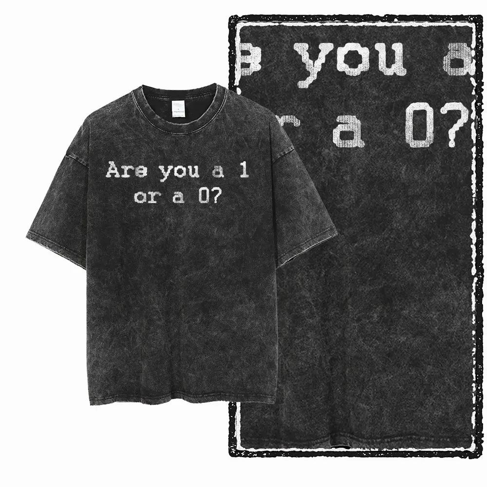 G71 Exclusive 100% Cotton Men's Big Size Programmer Graphic T-shirt | Acid Washed Streetwear Cool O-neck Men's Tee Tshirt