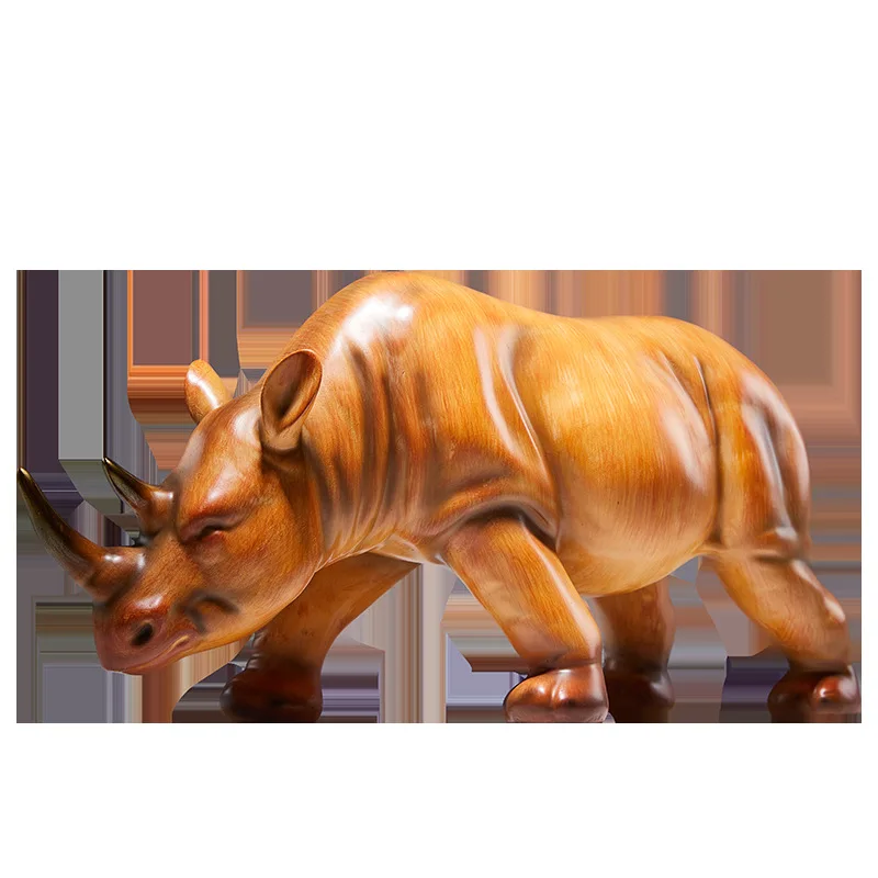 Light Luxury Premium Rhinoceros Figurine Simulation Animal Sculpture European Decor for Living Room Study Wine Cabinet Office