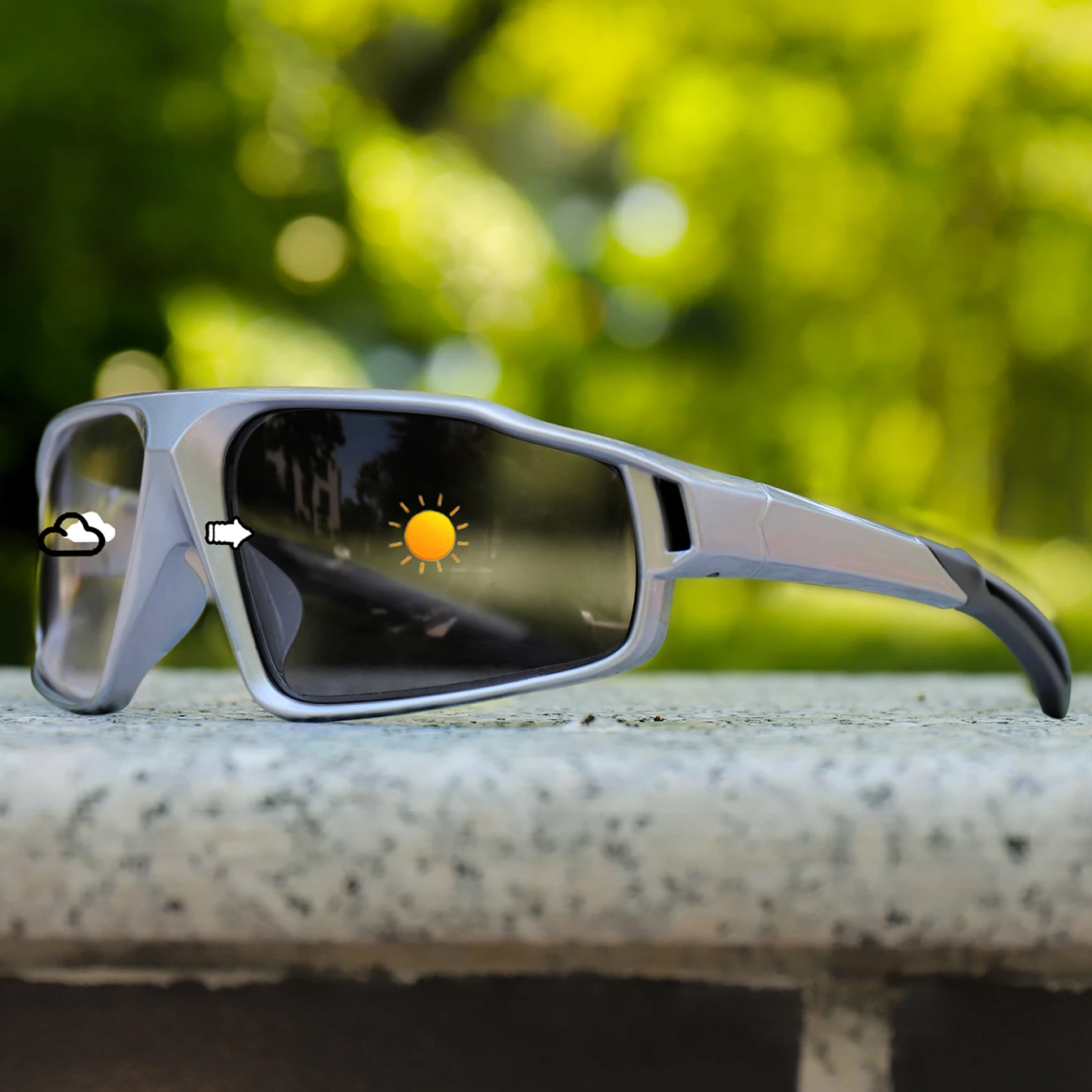Mode Photochrome Sonnenbrille Für Männer Und Frauen Outdoor Sport Wandern Radfahren Angeln Golf Strand Rechteckige Winddicht Brille
