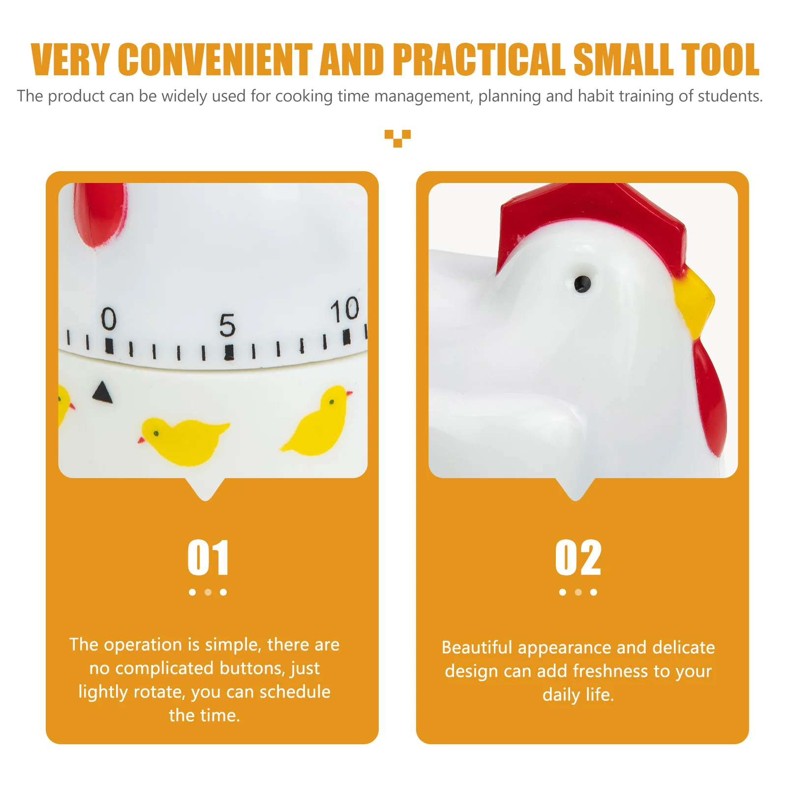 

Mechanical Kitchen Timer Cartoon Chicken Design Plastic Cooking Timer Baking Reminder Efficient Time Management Tool