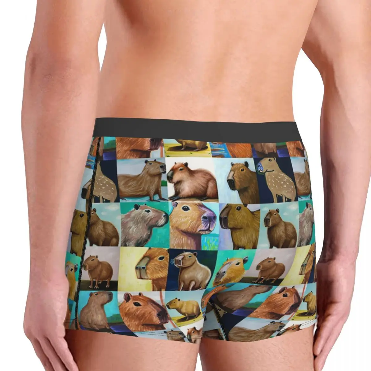 Custom Capybara Collage Boxers Shorts Men Kawaii Animal Briefs Underwear Cool Underpants