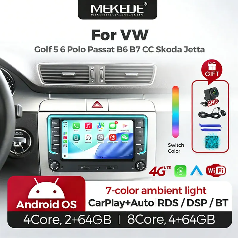 

MEKEDE Android/Linux System Wireless Carplay Car Radio For Volkswagen VW Golf 5 6 Polo Passat B6 B7 CC Skoda Jetta Tiguan Touran