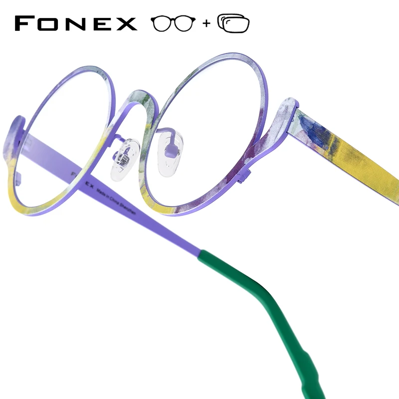 FONEX Progressive Prescription Glasses Photochromic Myopia Optical Lens Eyewear Men Round Eyeglasses Titanium Women 85935