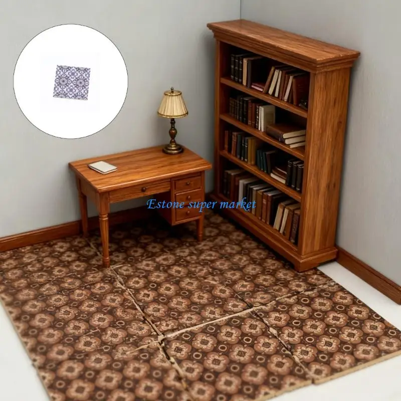 090B 9PCS Multiuse Wooden Floor Tile Model Figure for Creative Craft Miniature Scene Decoration Easy Installation Accessory