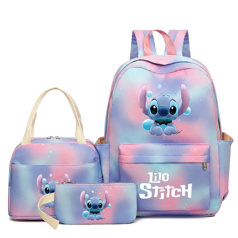 Disney Lilo Stitch Primary School Bag 3Pcs/set Children's Cartoon Backpack Boys Girls Anime Kawaii Cartoon School Bag Mochila