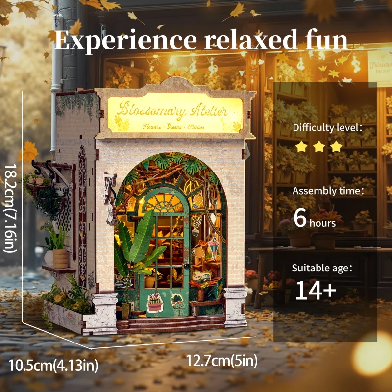 Fai da te Blossomary Atelier Flower Cottage Case delle bambole Kit modello in miniatura in legno Puzzle 3D Casa delle bambole con mobili per regalo di amici