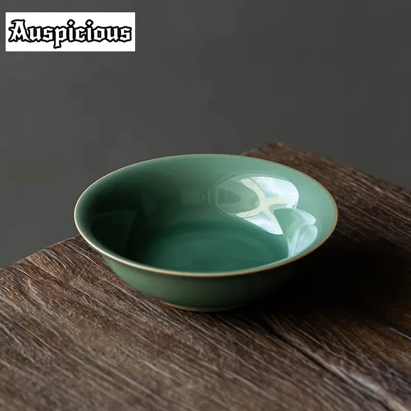 

Yue Kiln Celadon Pot Bearer Manual Tea Bearer Dry Brewing Table Pot Cushion Household Kung Fu Tea Purple Sand Pot Raising Plate
