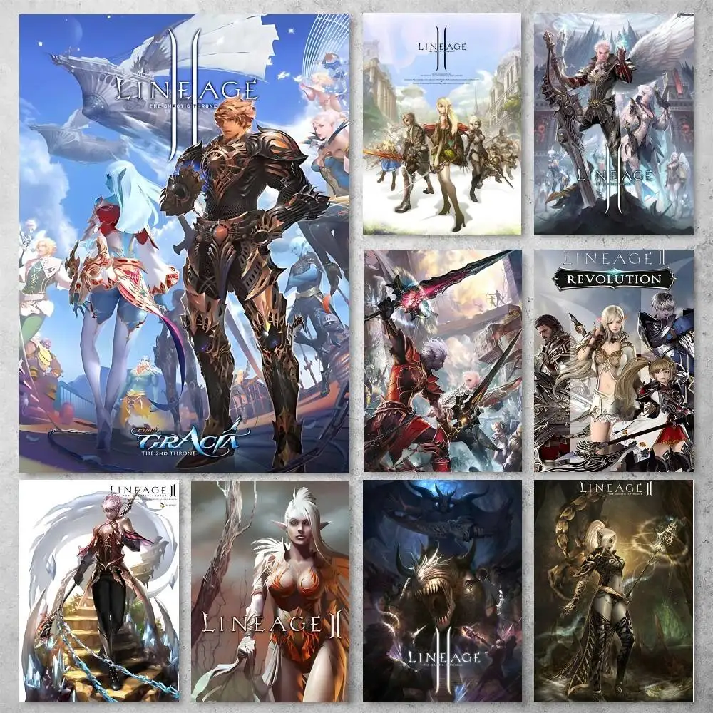 Póster de Anime Game Lineage 2, impresión de alta calidad, pegatina artística de pared impermeable para decoración de sala de estar y bar, regalo