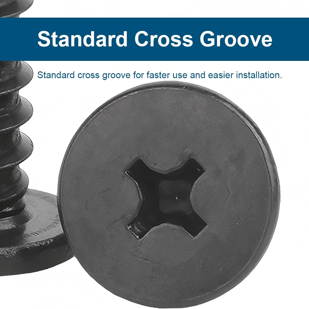 M2 M3 M4 Schwarzes Kreuz Ultradünne flache Waferkopf-selbstschneidende Schraube CA-Schrauben Kohlenstoffstahl Phillips Ultradünne Holzschraube