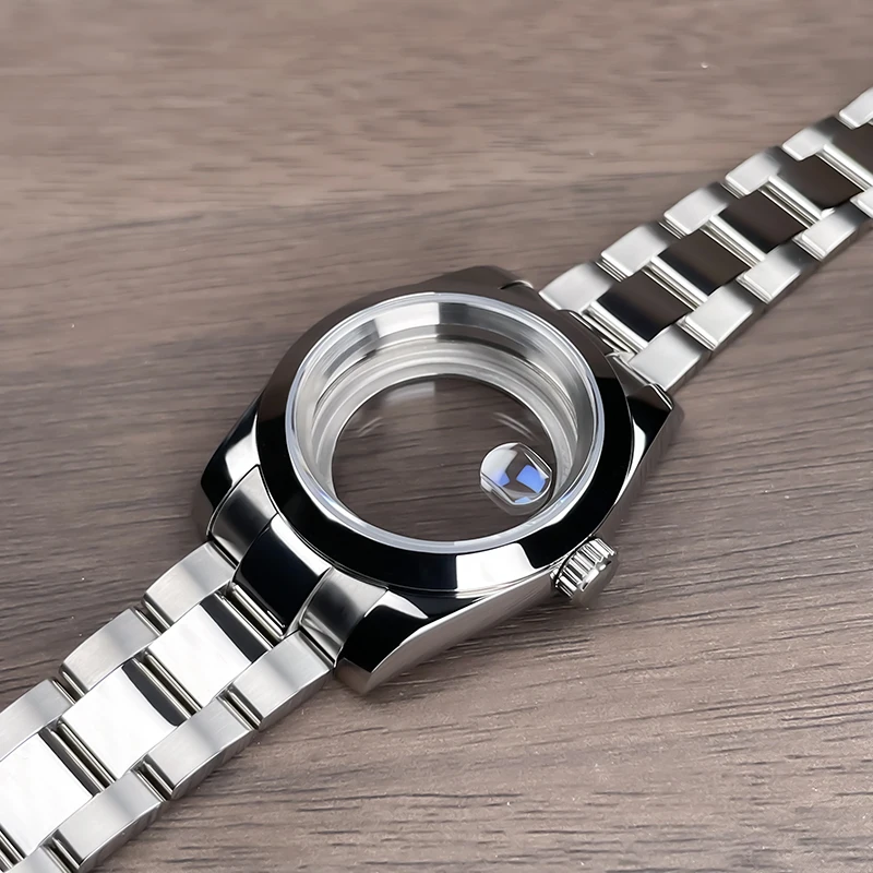 39mm Flat Bezel NH35 Case Sapphire Glass Stainless Steel Case for Seik Mod Replacemet Parts Fit Nh35 Nh36 Movement Watch Cases