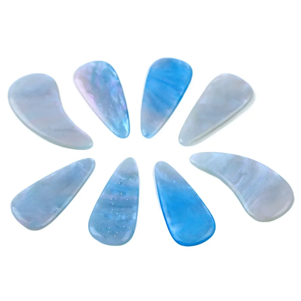 8PCS Tortoiseshell Transparent Blue Color Guzheng Finger Picks Plastic Chinese Zither Picks Professional Finger Picks Guzheng