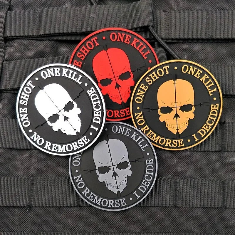 Skull Sniper Rifle PVC Patch Backpack Tactical Stickers Hook and Loop Patches for Clothes Morale Badges Appliques for Clothing