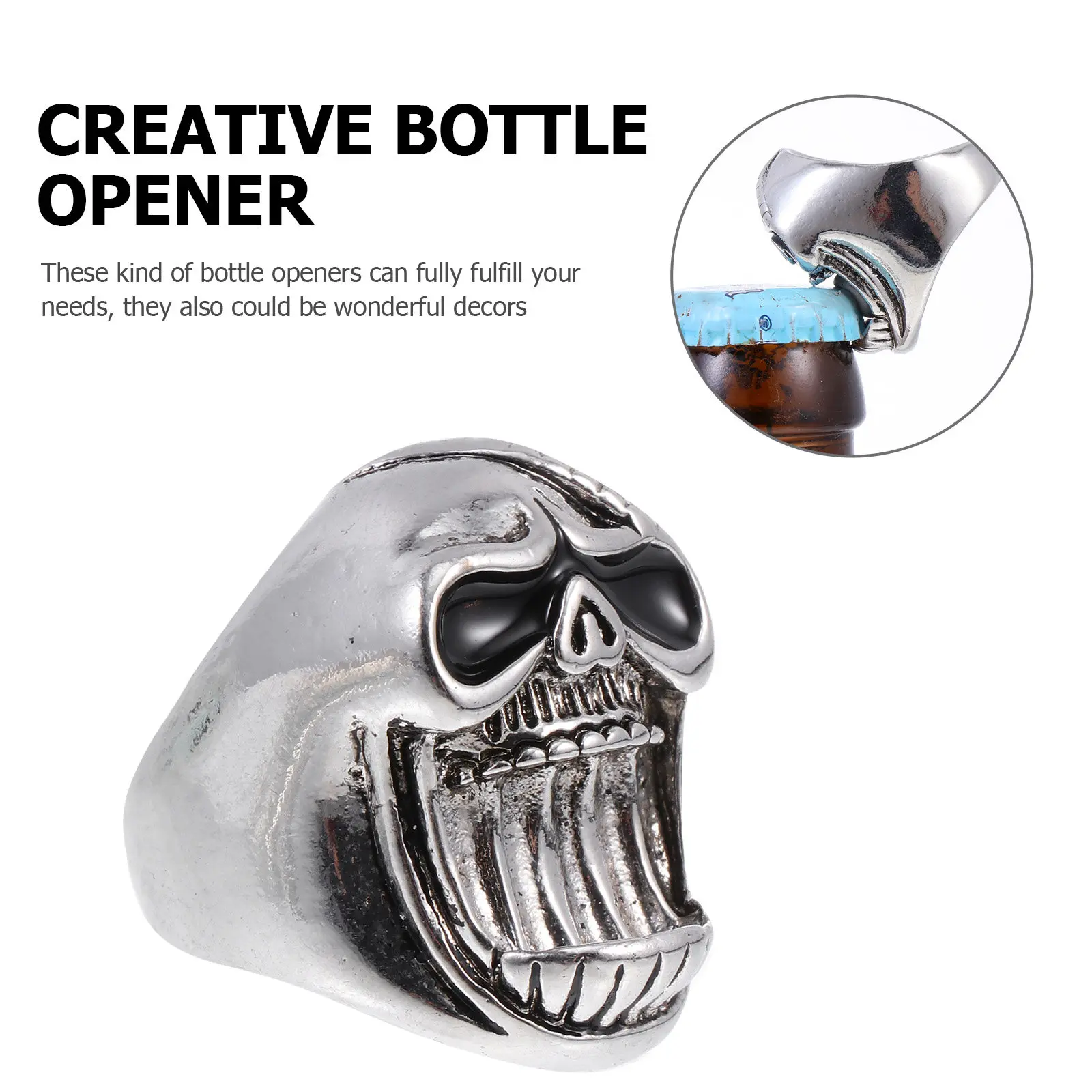 4Pcs Skull Themed Bottle Opener Rings Sturdy Workmanship Fine Detail Beer Can Lid Opener Finger Lifter Camping Outdoor Lifter