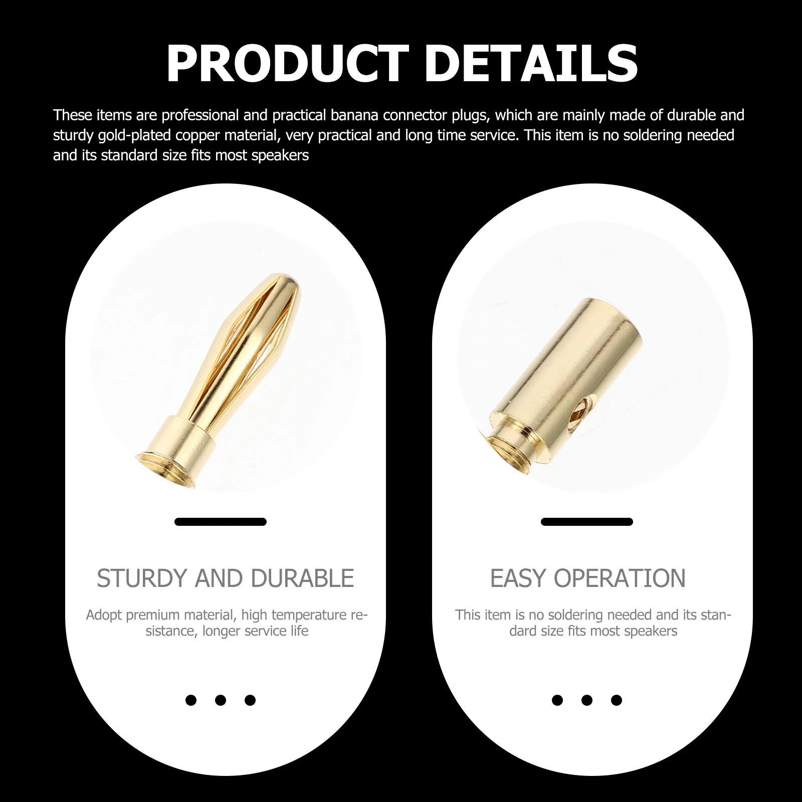 

10pcs 4mm Gold Plated Banana Audio Plugs Speaker Cable Jack Connector Copper Connectors Audio Equipment Accessories