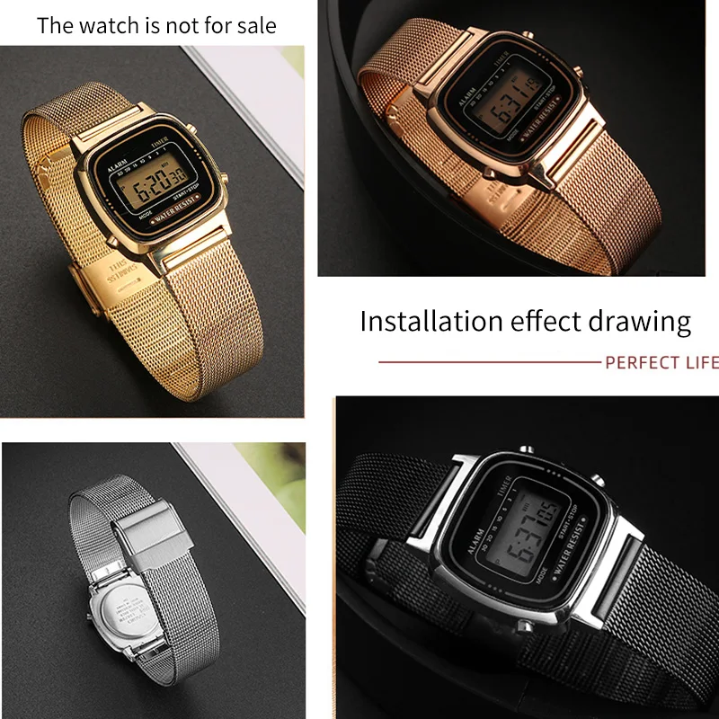 13 14 18mm Milan mesh belt for Casio Small Square Retro Watch LA670W LA680 LA690 A158 A168 Replace Simple stainless bracelets