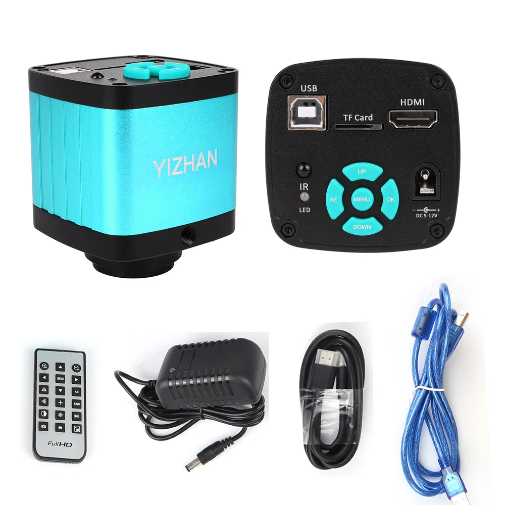 YIZHAN HD Video Microscope For Repair Inpsection HDMI VGA Microscope Camera Adjustable Lens Led Light Digital Image Acquisition