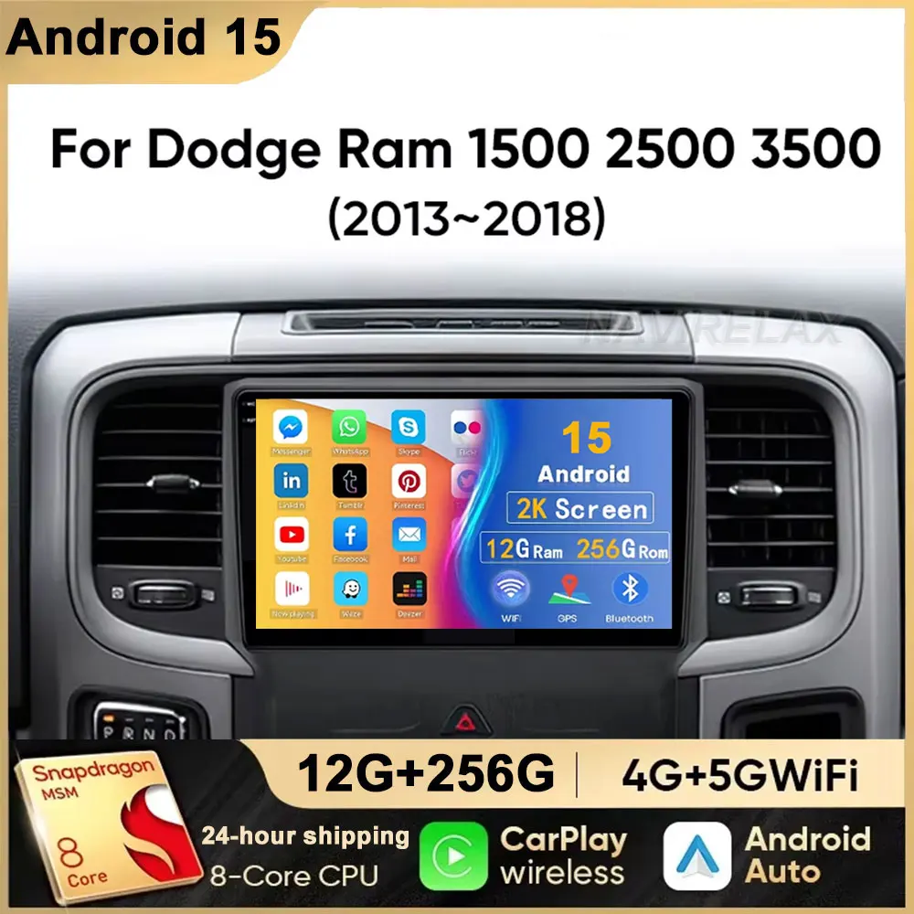 

Android 15 для Dodge Ram 1500 2500 3500 2013-2018 Автомобильный радиоприемник с авто BT Стерео Мультимедийный видеомонитор GPS-навигация DSP