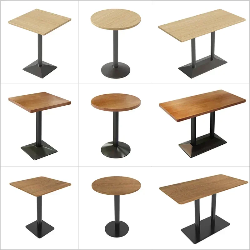 Customized Solid Wood Dining Table Combination Commercial Restaurant Fast Food Dessert Cafe Milk Tea Shop Round Table