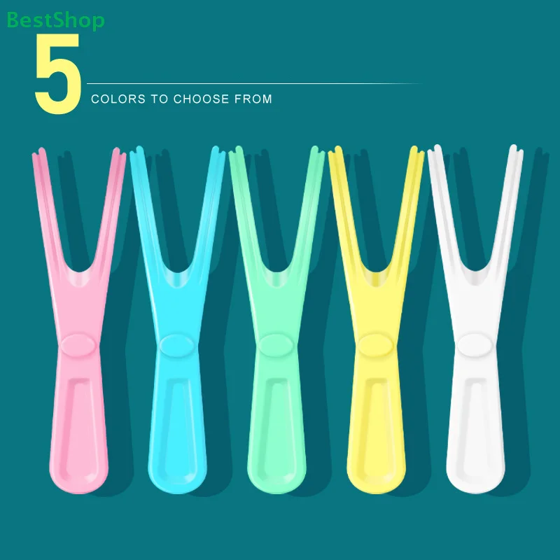 〔R〕 Reusable Pick Holder Y Shape Plastic Dental Floss Rack Teeth Clean Care Tool Without Dental Floss Oral Hygiene Toothpick