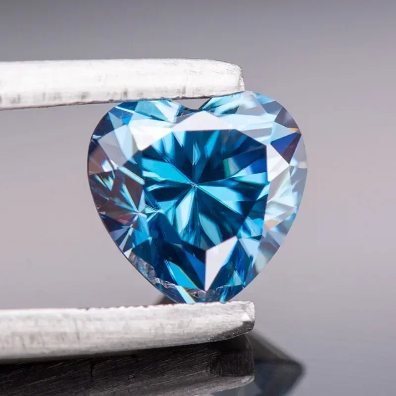 

Wholesale Moissanite Stone Sapphire Blue Color Heart Cut Lab Grown Diamond for Advanced Jewelry Rings Earrings Making with GRA C