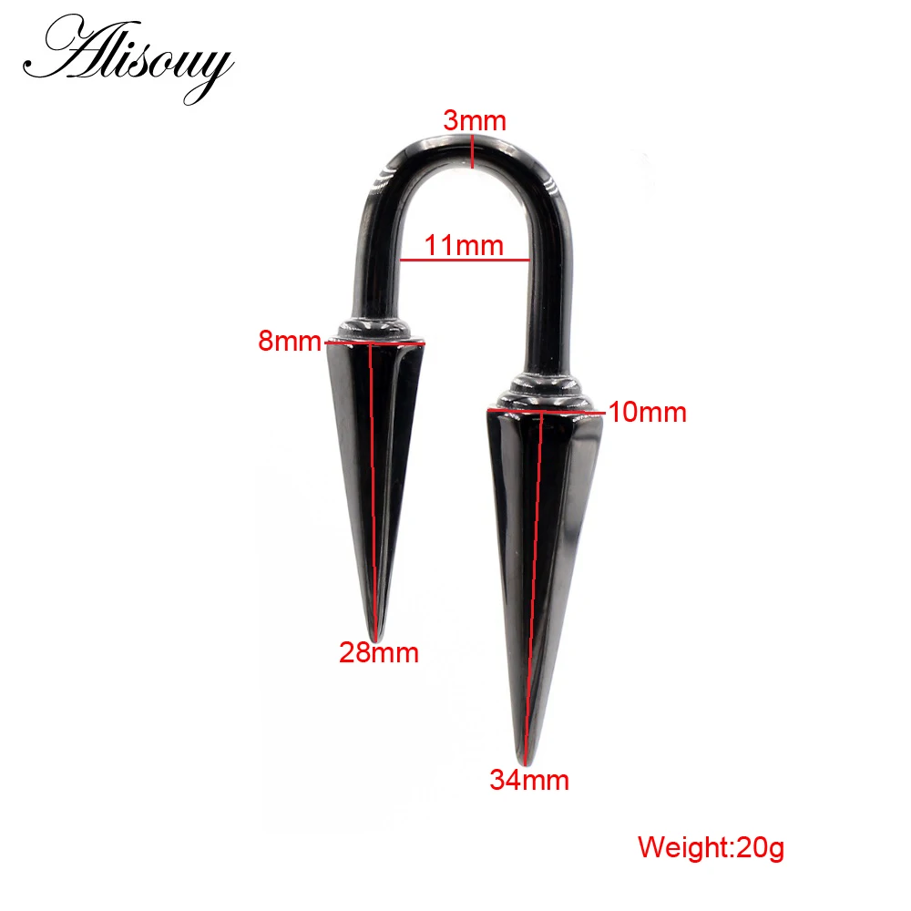 Alisouy 1PC Stainless Steel Rivet Cone Tip Ear Weights Hook Heavy Expander Stretcher Plugs Gauges Earrings Body Piercing Jewelry